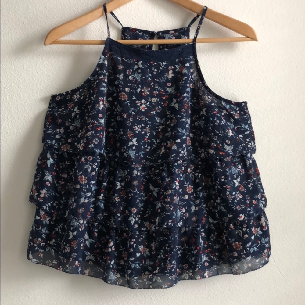 Abercrombie & Fitch ruffles floral tank to…